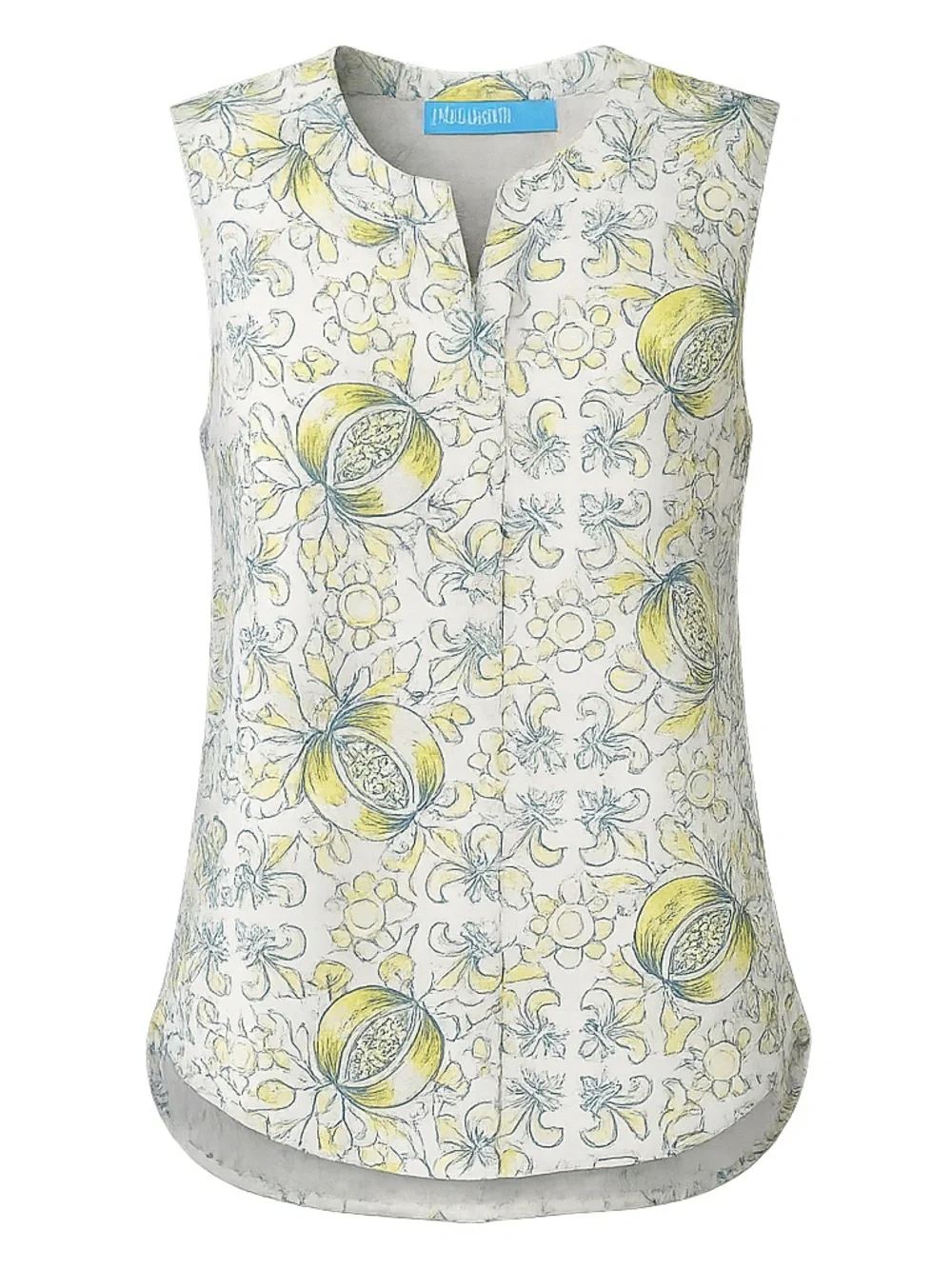 J.McLaughlin XS Addy Sleeveless Linen Button Front Lemon Print Blouse Top - Picture 1 of 7